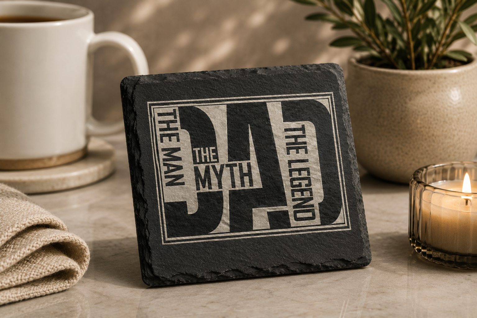 Dad - The Man The Myth The Legend Slate Coaster