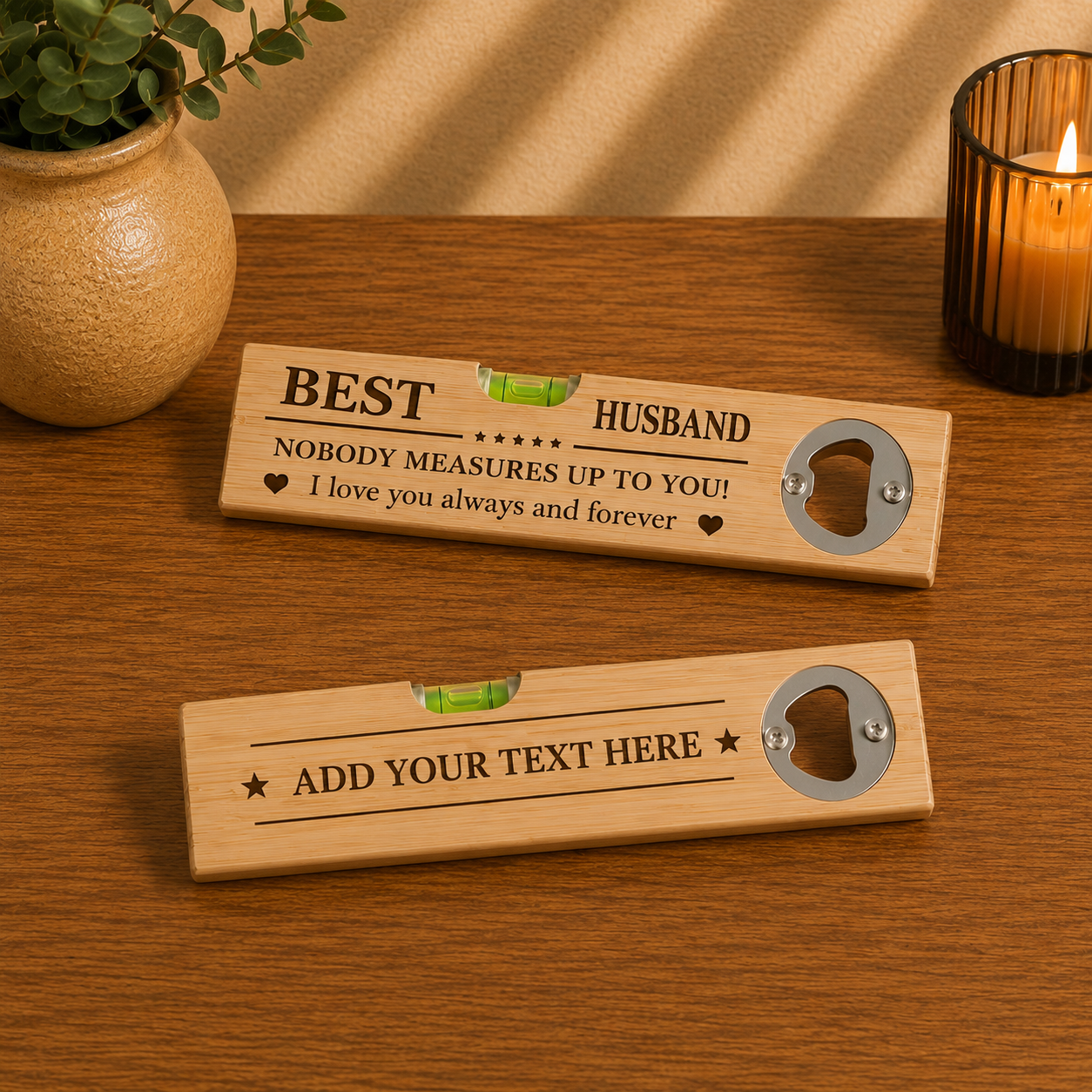 Personalised 2-in-1 Bottle Opener & Spirit Level