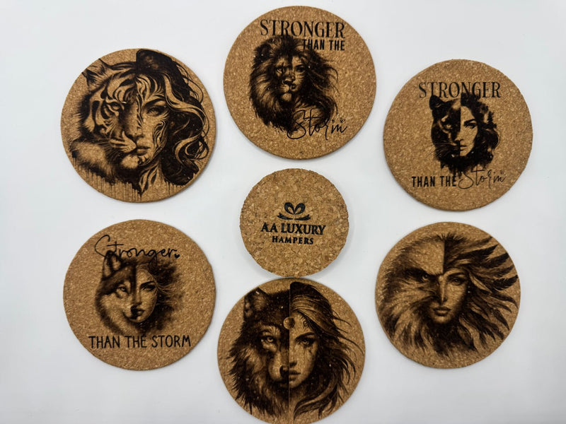 Stronger Than The Storm – Engraved Cork Coaster Collection